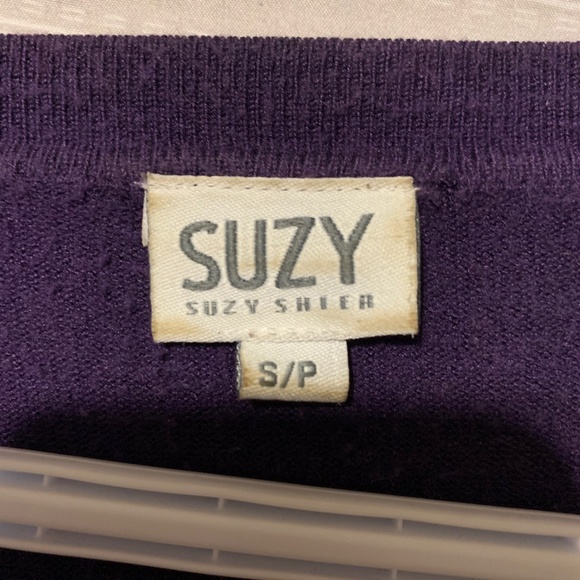 cropped purple button up cardigan - Picture 3 of 4